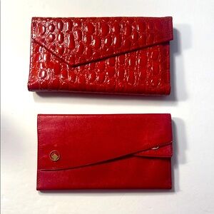 UC Red Wallet Set Vintage Elegant Red Crocodile Embossed